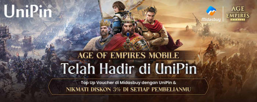Bangun Kerjaan Kuat di Age of Empires Mobile - Top Up Voucher di UniPin & Nikmati Diskon 3% Pada Setiap Pembelian